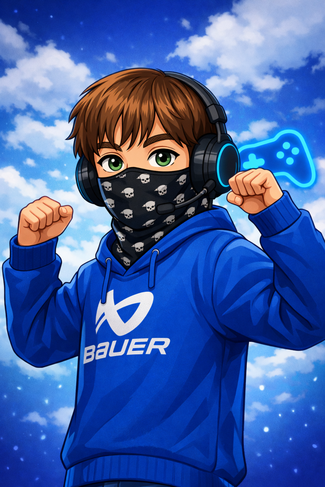 Julian0005c im blauen Hoodie mit Headset